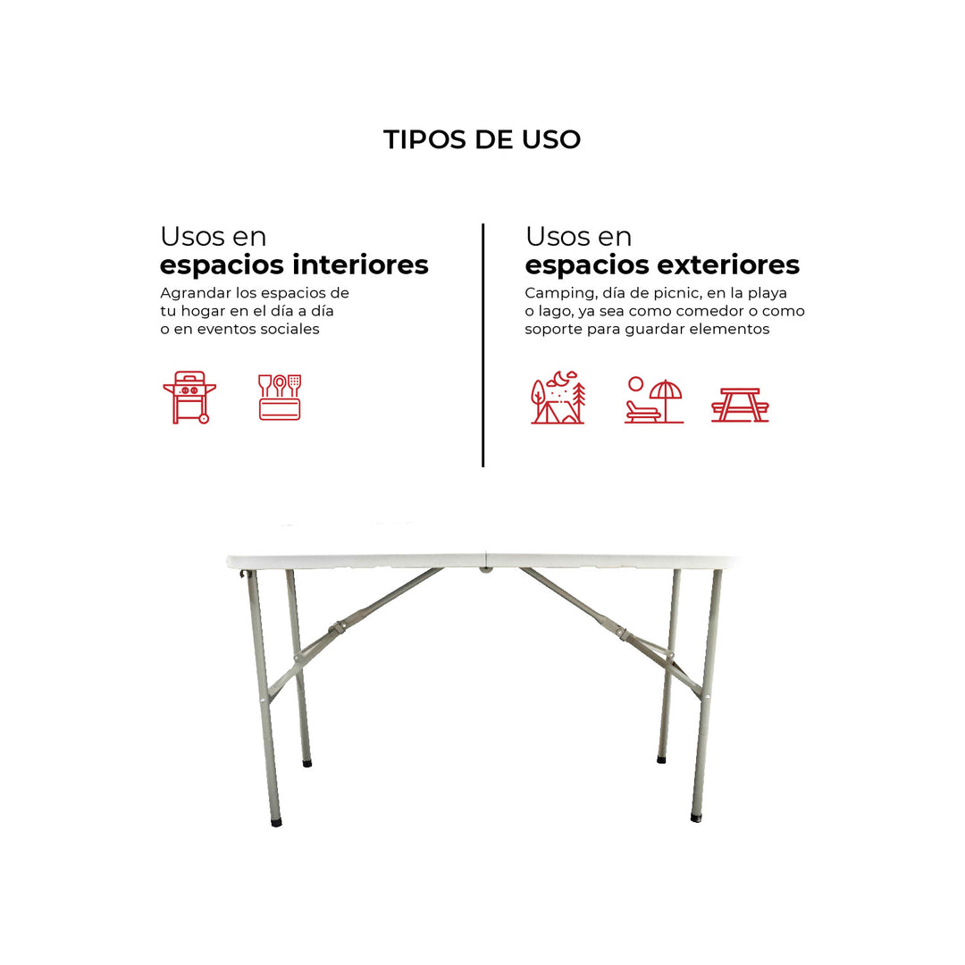 Combo Mesa Plegable 120 cm + Set de 4 Sillas