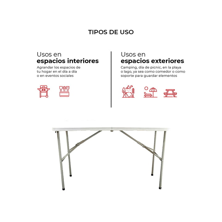 Combo Mesa Plegable 120 cm + Set de 4 Sillas