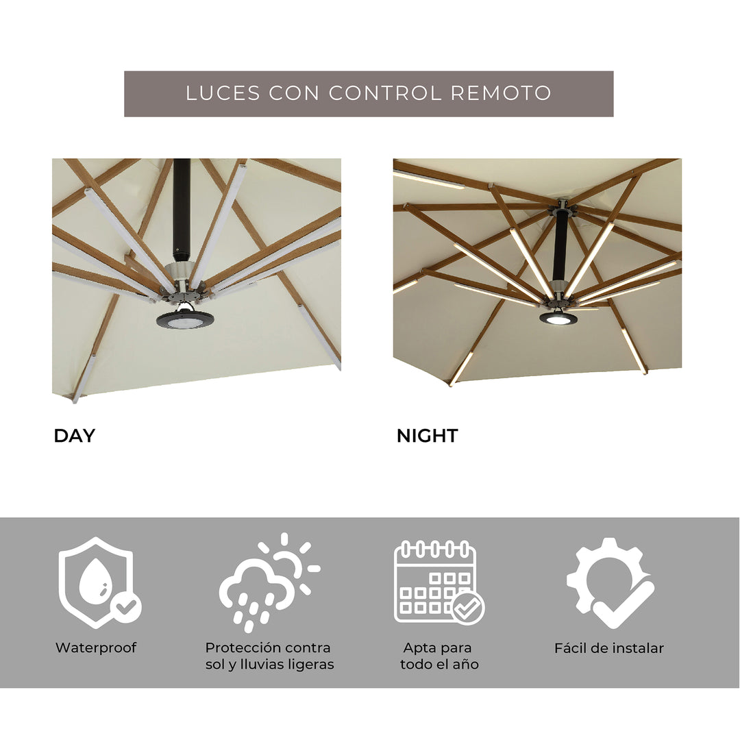 Quitasol Premium Con Luz Day & Night