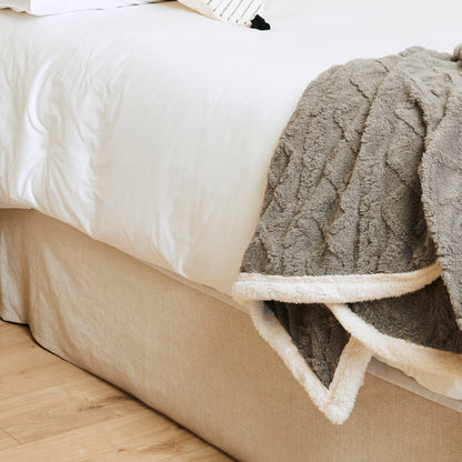 Manta Sherpa Jacquard Gris Queen