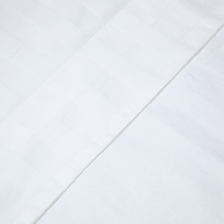 Juego de Sábanas Blancas Rayas 1,5 Plaza 600 Hilos