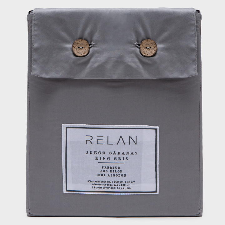 Juego de Sábanas Gris King 300 Hilos