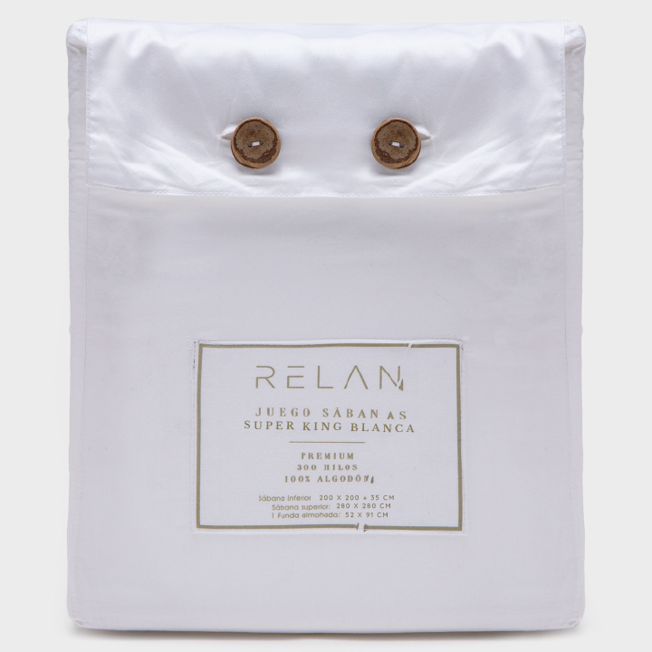 Juego de Sábanas Blancas Rayas Super King 600 Hilos