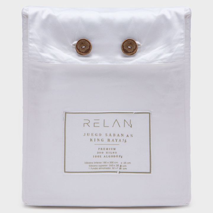 Juego de Sábanas Blancas Rayas King 600 Hilos