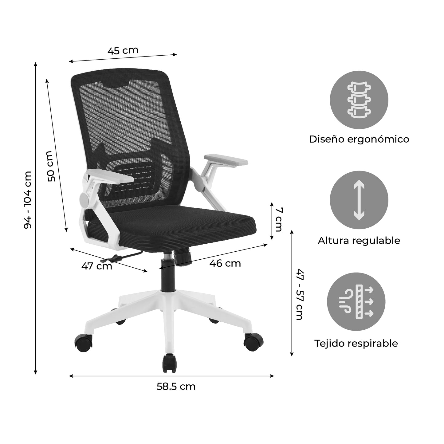 Silla de Escritorio Ergonómica Kobe Blanco