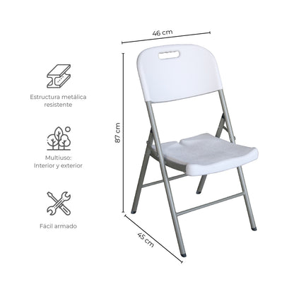 Combo Mesa Plegable 120 cm + Set de 4 Sillas