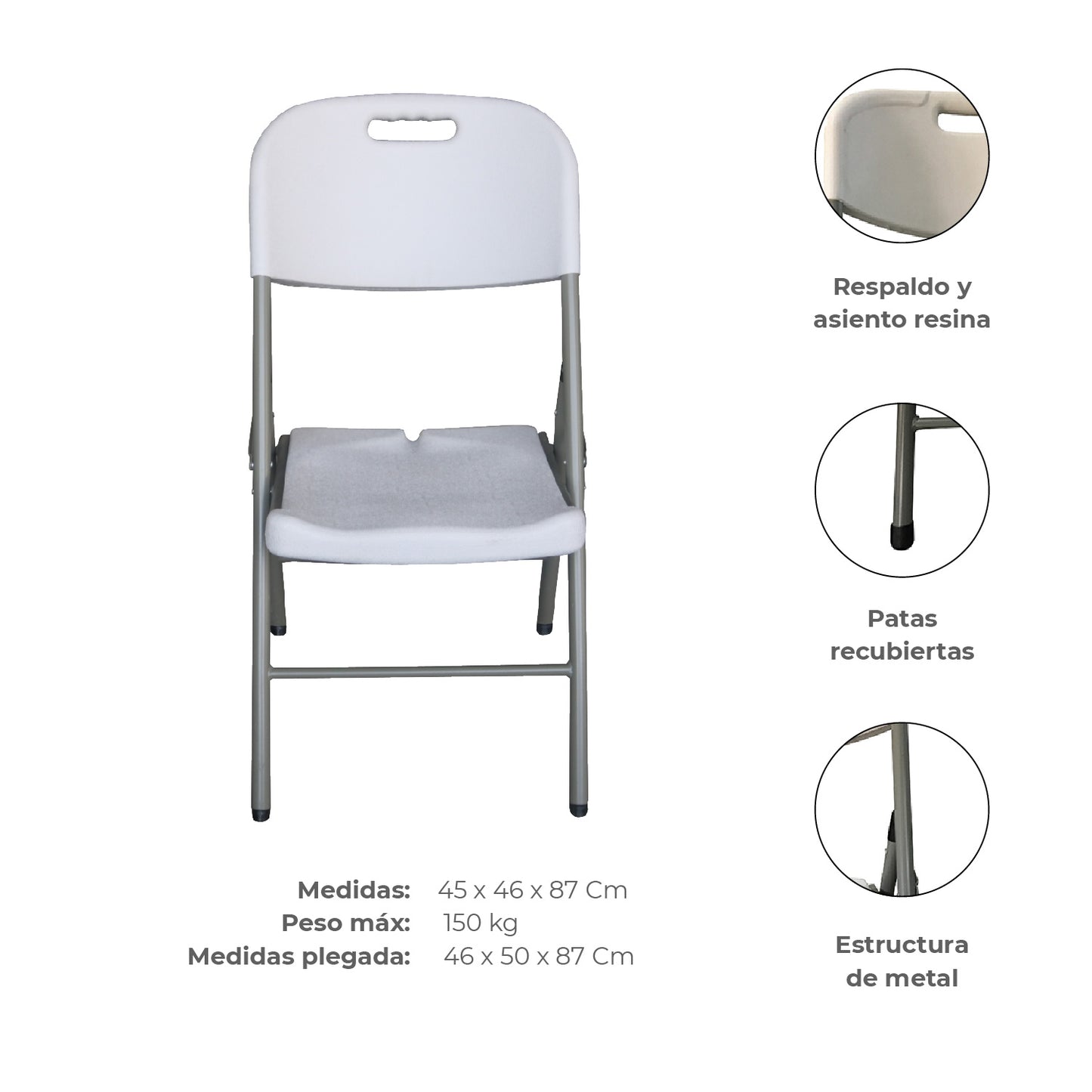 Combo Mesa Plegable 120 cm + Set de 4 Sillas