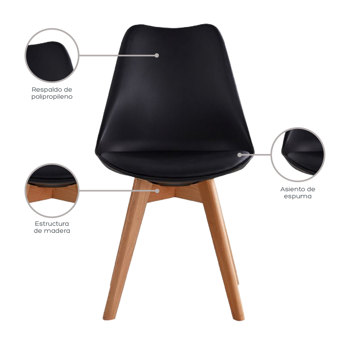 Set de 4 Sillas Eames Tulip Negras