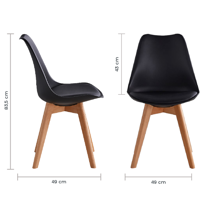 Set de 4 Sillas Eames Tulip Negras