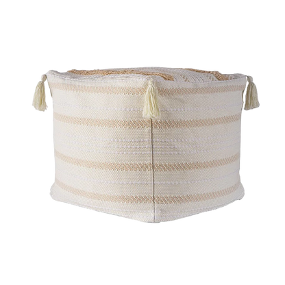 Pouf / Puff Cubo Alto Con Flecos Marroquí