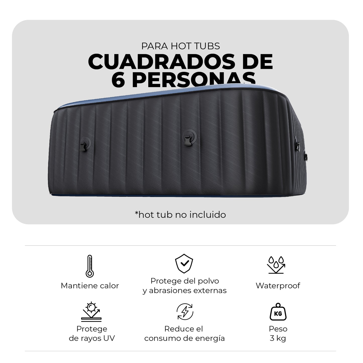 Cobertor Térmico para Hot Tubs Cuadrados de 6 Personas