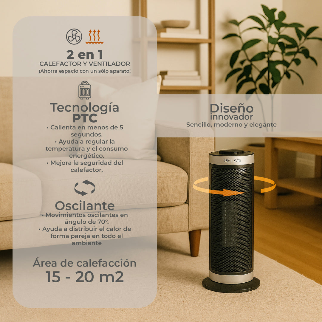 Termoventilador Cerámico Eléctrico Tower 2000W