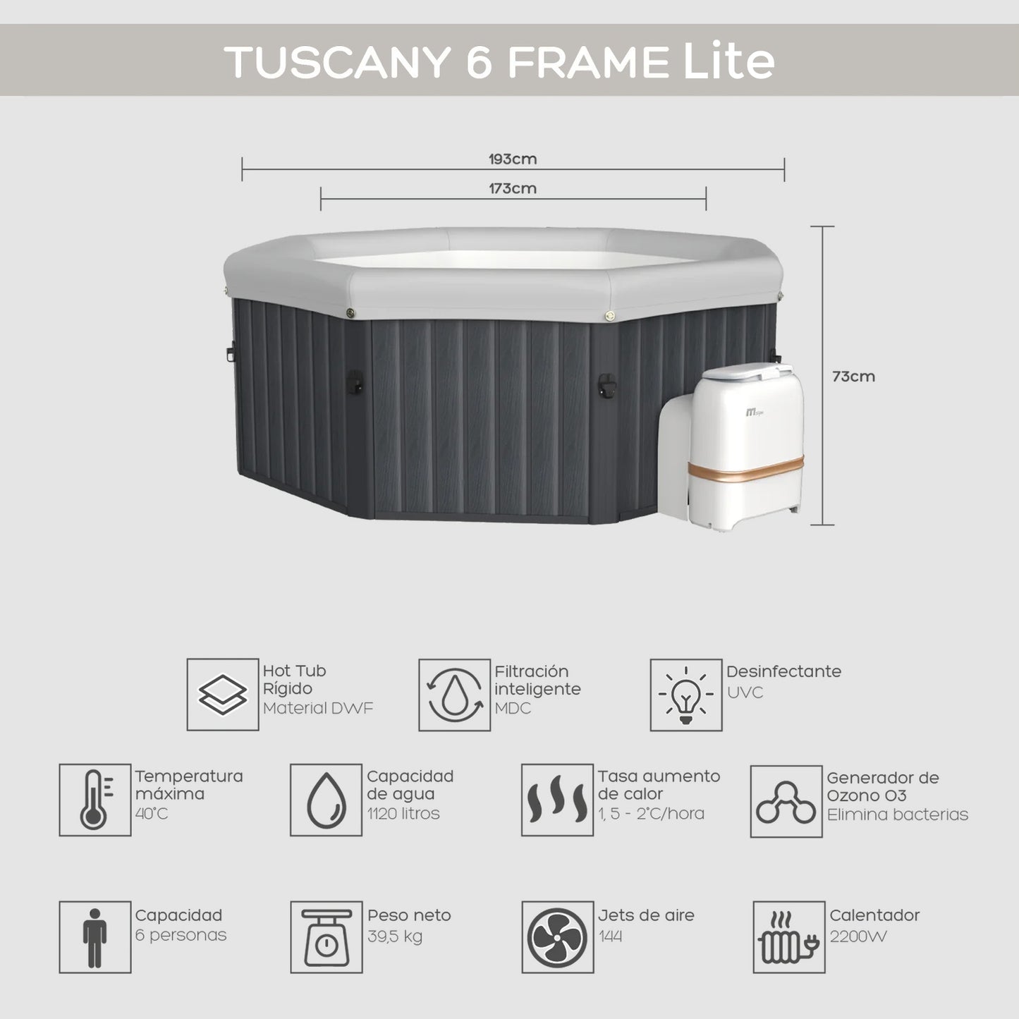 Hot Tub Tuscany Lite 6 Frame (Disponible en Tienda)