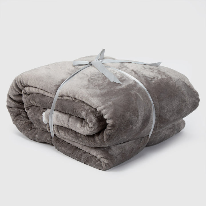 Manta Sherpa Polar Franela Gris Queen