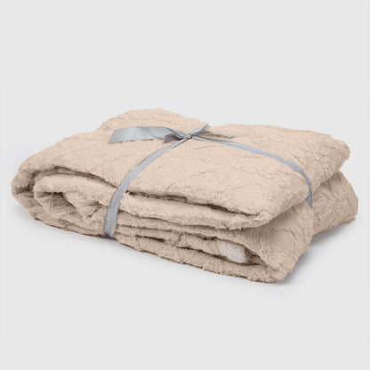 Manta Sherpa Polar Franela Beige 1,5 Plaza