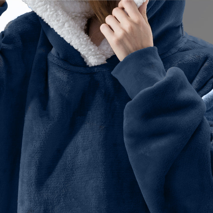 Manta Poncho Sherpa Azul