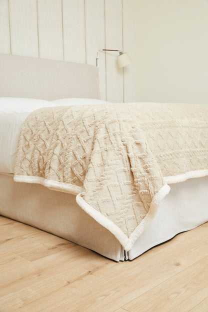 Manta Sherpa Jacquard Beige King