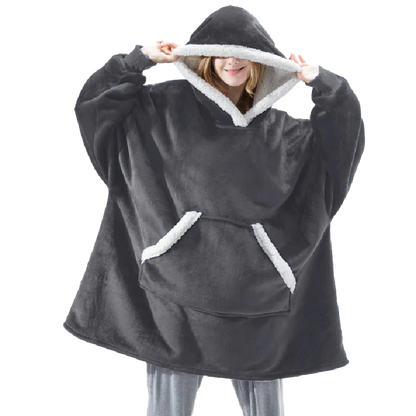 Manta Poncho Sherpa Gris