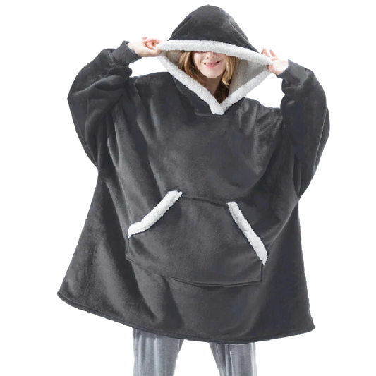 Manta Poncho Sherpa Gris