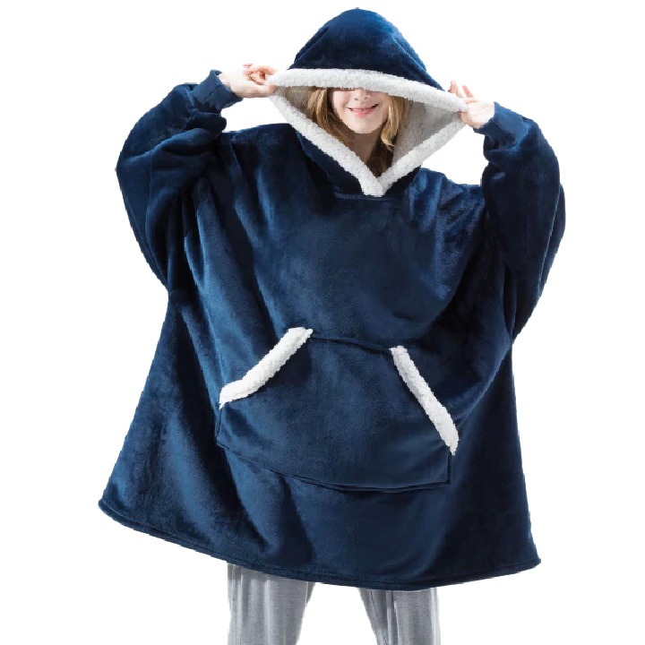 Manta Poncho Sherpa Azul
