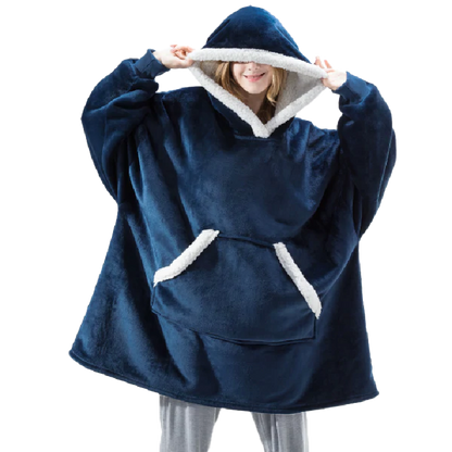 Manta Poncho Sherpa Azul